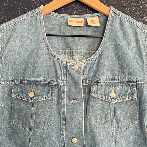 Crossroads Vintage Denim Short-Sleeve Button-Up Shirt - Picture 3 of 4